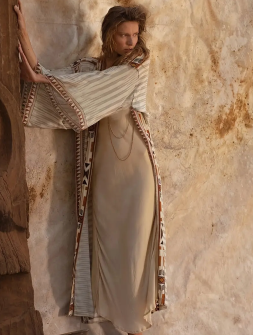 Geo Print Kimono Cover-Up