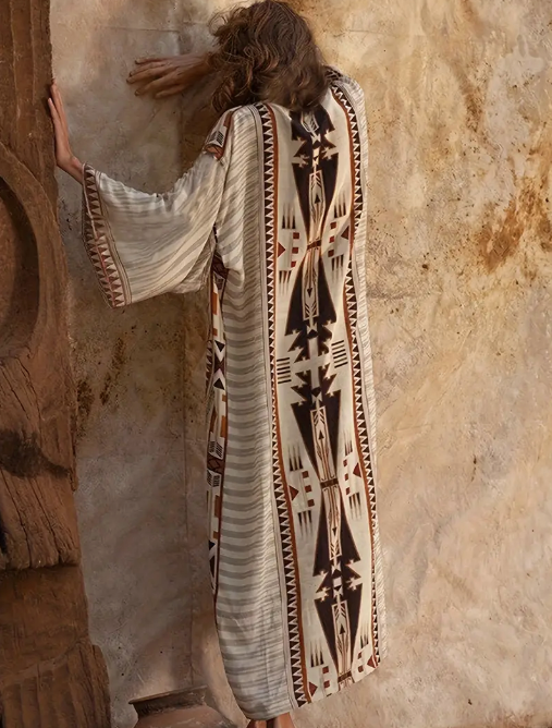 Geo Print Kimono Cover-Up