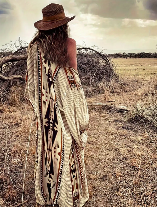 Geo Print Kimono Cover-Up