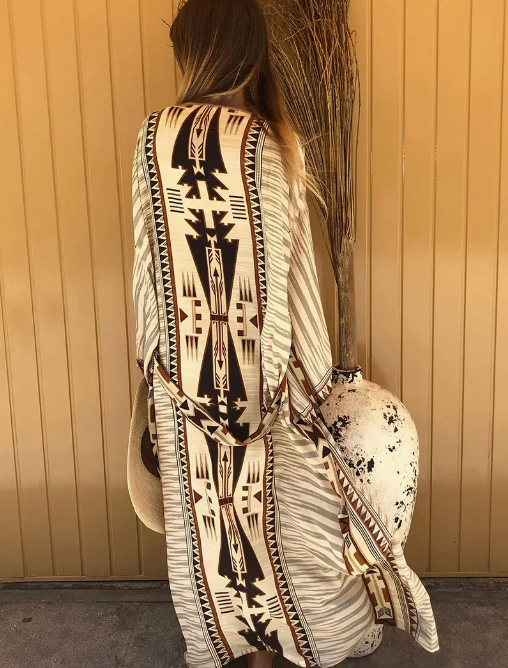 Geo Print Kimono Cover-Up
