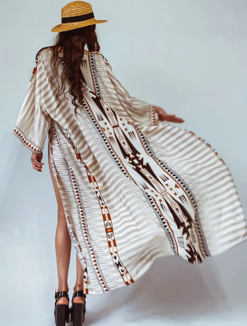 Geo Print Kimono Cover-Up