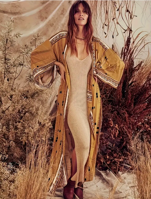 Geo Print Kimono Cover-Up