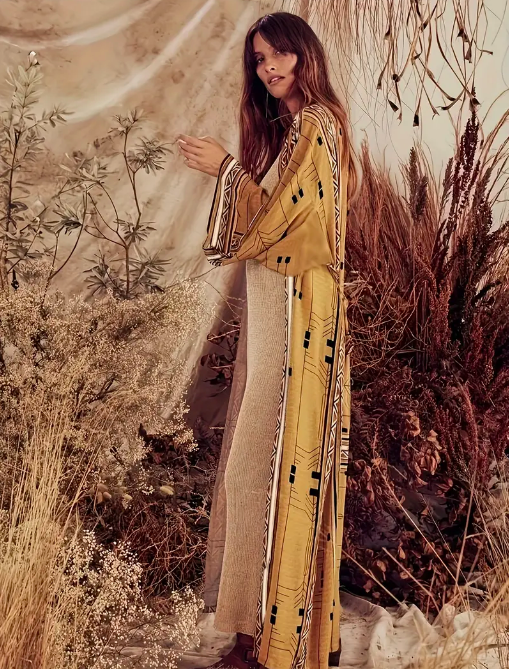 Geo Print Kimono Cover-Up