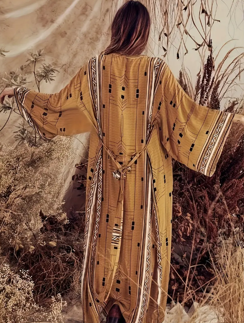 Geo Print Kimono Cover-Up