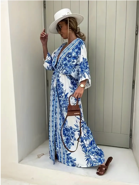 Floral Print V-Neck Dress