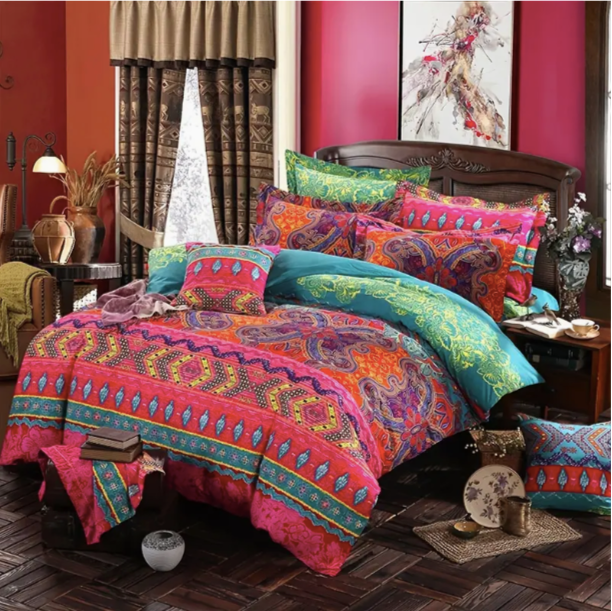 3pcs Boho Striped Bedding Set