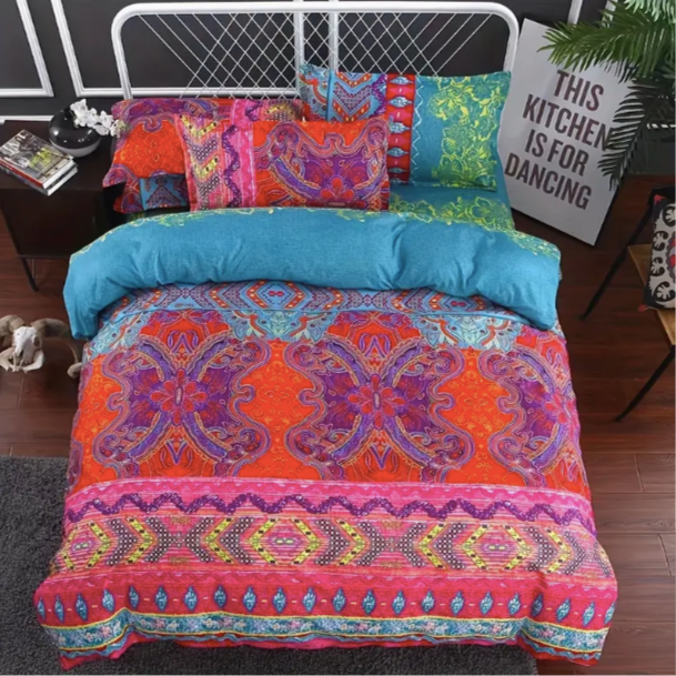 3pcs Boho Striped Bedding Set