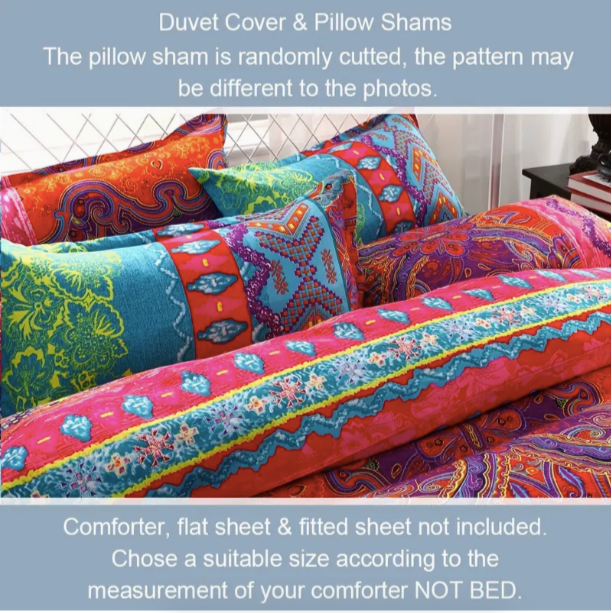3pcs Boho Striped Bedding Set