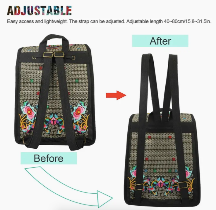 Stylish Floral Embroidered Backpack