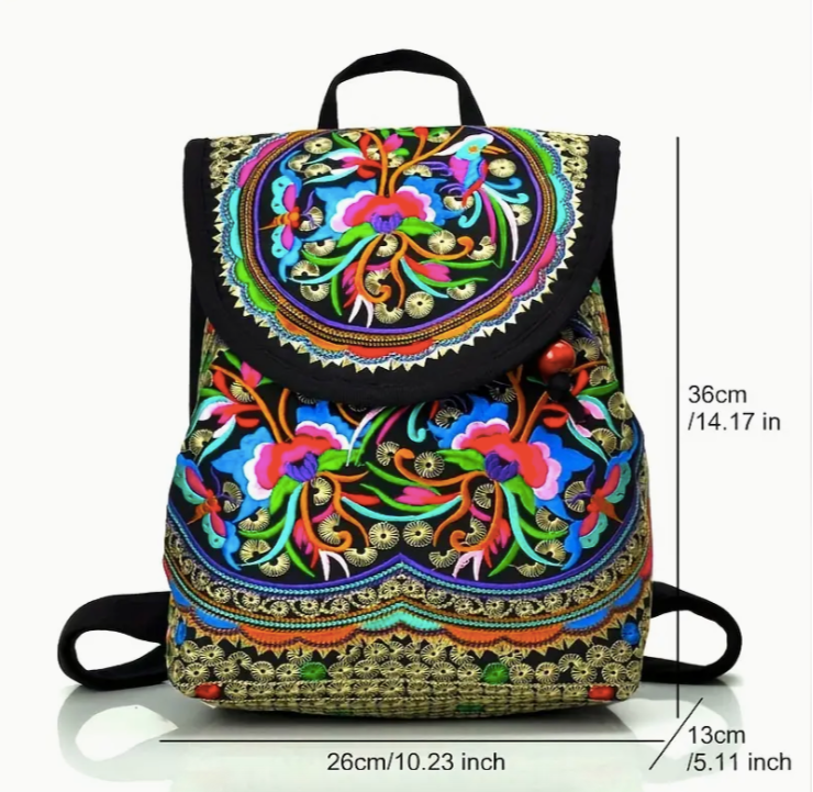 Stylish Floral Embroidered Backpack