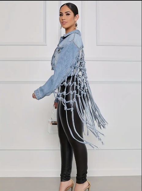 Tassel Hem Denim Jacket