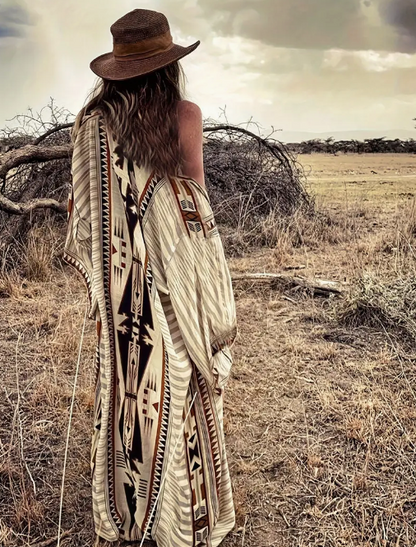 Geo Print Kimono Cover-Up