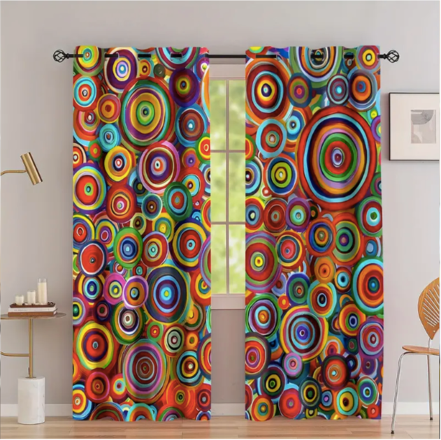 Boho Geometric Polka Dot Curtains