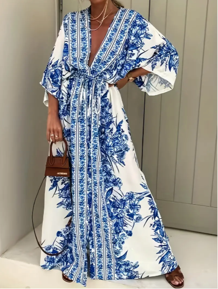 Floral Print V-Neck Dress