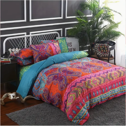 3pcs Boho Striped Bedding Set