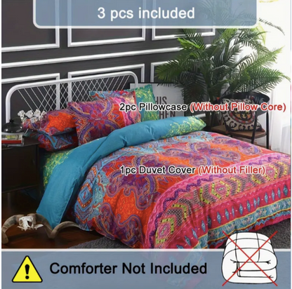 3pcs Boho Striped Bedding Set