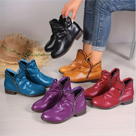 Double Zipper Ankle Boots