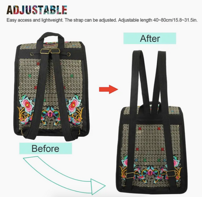 Stylish Floral Embroidered Backpack