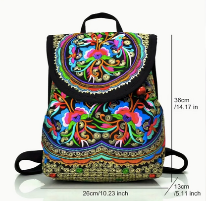 Stylish Floral Embroidered Backpack