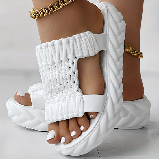 Comfy Mid Heel Braided Sandals for Summer Wear