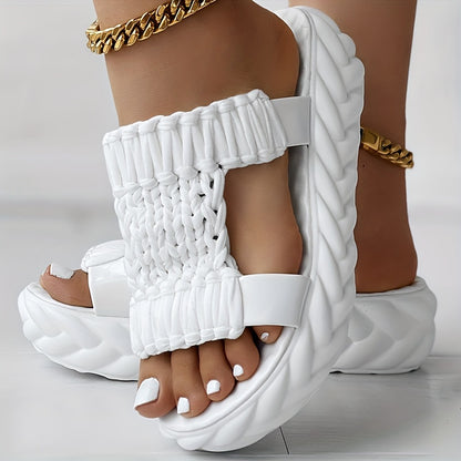 Comfy Mid Heel Braided Sandals for Summer Wear