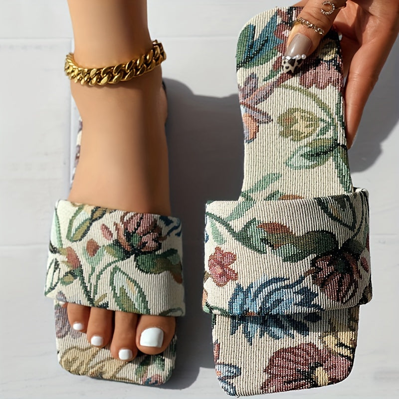 UltraLight Vintage Floral Print Summer Slides