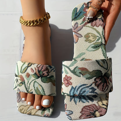 UltraLight Vintage Floral Print Summer Slides