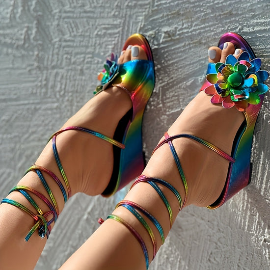 Floral Chic Slingback Wedges Perfect Summer Beach Sandals