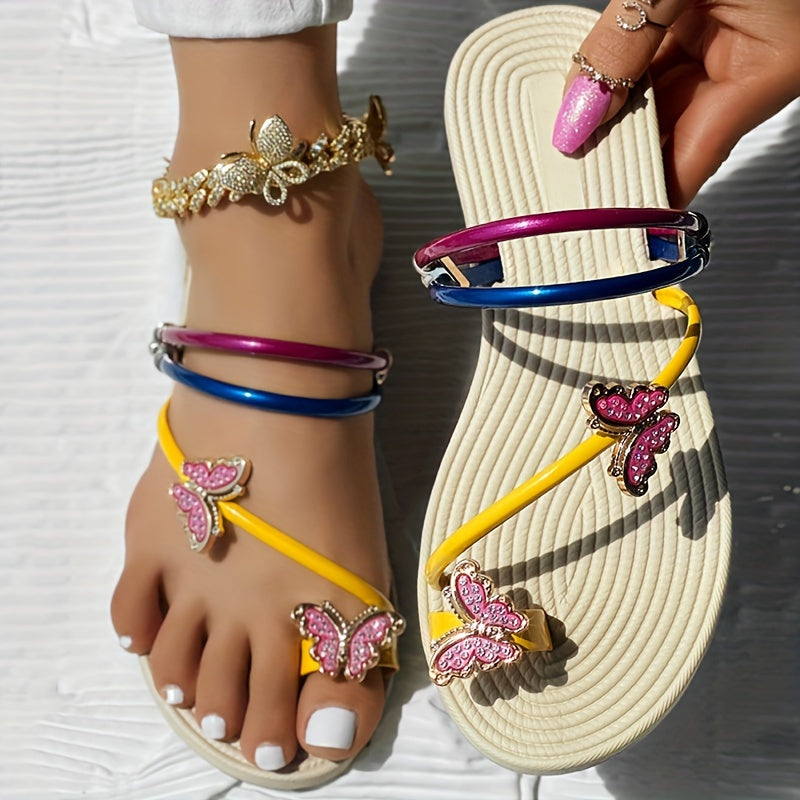 Womens Butterfly SlipOn Wedge Beach Slippers
