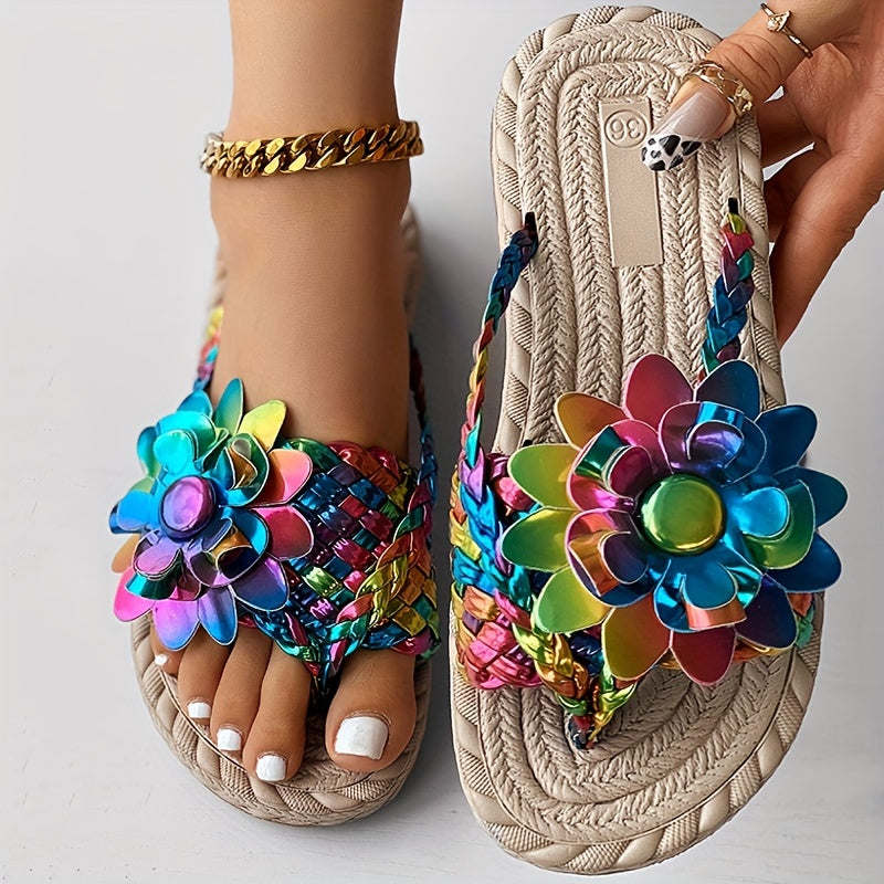 Colorful Floral Thong Sandals  Lightweight Beach Shoes